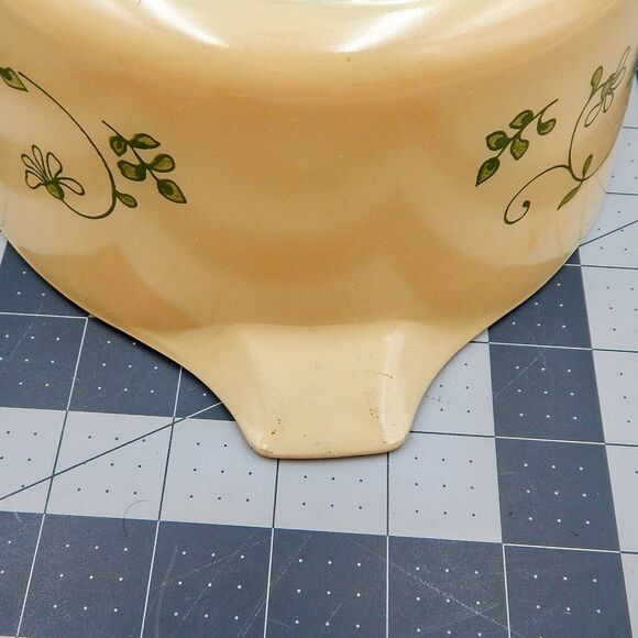 Pyrex Shenandoah Casserole Baking Dish 474-B Yellow W/Lid Green Floral 1.5 Liter - Picture 11 of 15
